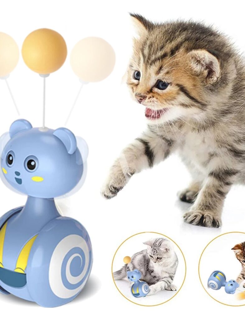 Interactive Cat Toy – Rolling Feather Wand Teaser